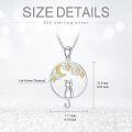 wholesale 925 Sterling Silver Moon & Star Cat Pendant Necklace with Cubic Zirconia Stones for Women's Gifts-0-5