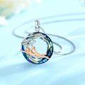 wholesale 925 Sterling Silver Blue Crystal Sports Diving Girl Pendant Necklace for Women-0-1