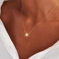 wholesale 14K Gold Opal Starburst Necklace Celtic Knot Pendant Irish s for Women-0-1