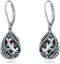 wholesale 925 Sterling Silver Abalone Shell Whale Teardrop Leverback Earrings-0-0