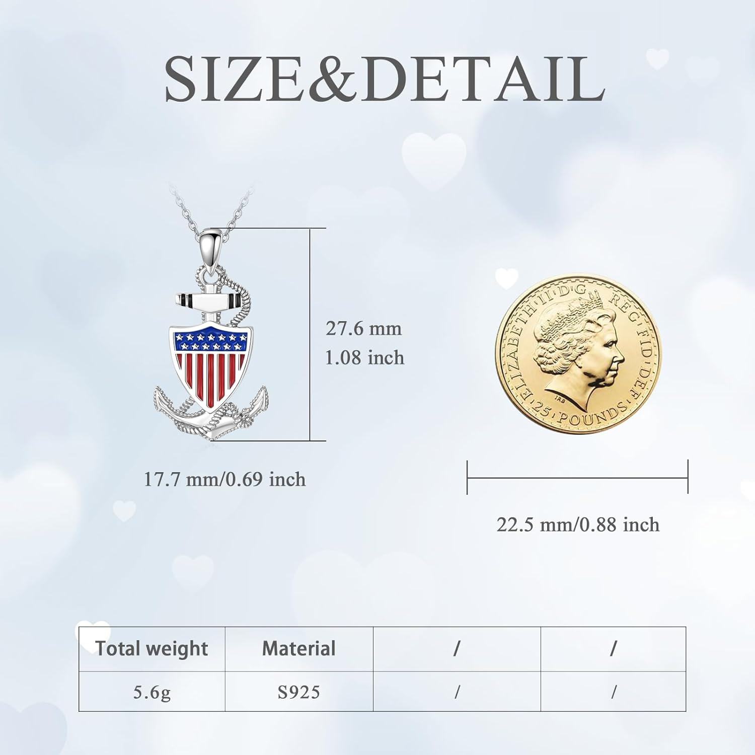  Metal Stone Anchor Necklace American Flag Nautical Pendant Jewelry Gift for Women Girls -0-1