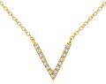 wholesale 18K Gold Diamond-Cut Chevron V-Shaped Pendant Necklace - 45cm Chain Length-0-0