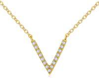 wholesale 18K Gold Diamond-Cut Chevron V-Shaped Pendant Necklace - 45cm Chain Length-Yellow Gold