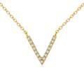 wholesale 18k Gold V Shape Lab Diamond Pendant Necklace Wholesale With Chain-0-0