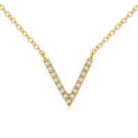 wholesale 18k Gold V Shape Lab Diamond Pendant Necklace Wholesale With Chain-Yellow Gold