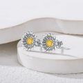 wholesale 925 Sterling Silver Daisy Flower Stud Earrings with Gold Accents - 'You Are My Sunshine' Gift for Women and Moms-0-2