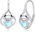 wholesale 925 Sterling Silver Frog Heart Drop Earrings with Opalite Stone for Women-0-0