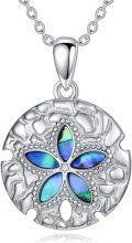 wholesale 925 Sterling Silver Blue Opal Starfish Pendant Necklace for Women Sea Life  45cm Chain Length-0-0