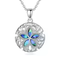 wholesale 925 Sterling Silver Blue Opal Starfish Pendant Necklace for Women Sea Life  45cm Chain Length-0-0