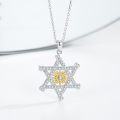 wholesale 925 Sterling Silver Star of David Evil Eye Pendant Necklace with Cubic Zirconia and Gold Plated Centerpiece for Men & Women-0-3