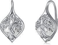 wholesale 925 Sterling Silver Birthstone Tree of Life Leverback Earrings for Women Teens-D-Apr.