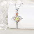 wholesale Sterling Silver Birthstones Rose Cross Heart Crucifix Pendant Necklace for Women-0-4