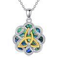 wholesale 925 Sterling Silver Celtic Knot Abalone Shell Pendant Necklaces for Women Gifts-0-0