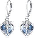 wholesale 925 Sterling Silver Blue Crystal Moonstone Anchor Heart Drop Earrings - Nautical  for Women-0-1