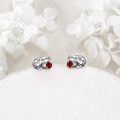 wholesale 925 Sterling Silver Red Crystal Dinosaur Stud Earrings Animal  for Women and Men-0-2