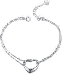 wholesale 925 Sterling Silver Open Heart Tree Branches Bird Ankle Chain Jewelry for Women Girls-Silver\/Heart Anklet Bracelets for Women Sterling Silver