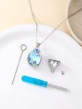 wholesale 925 Sterling Silver Teardrop Moonstone Butterfly Cremation Keepsake Pendant Necklace with Funnel and Fill Tool Set-0-2
