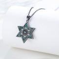 wholesale 925 Sterling Silver Blue Stone Eye Star of David Pendant Necklace Judaica Gift for Her-0-2