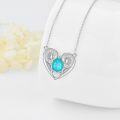 wholesale 925 Sterling Silver Turquoise Teardrop Heart Pendant Necklace for Women-0-1