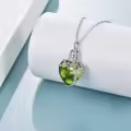wholesale 925 Sterling Silver Heart Tree of Life Urn Necklaces Wholesale with Green Crystal and Funnel Filler Memorial Jewelry for Women Mom Sister Friend-0-2