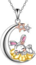 wholesale 925 Sterling Silver Rabbit on Cloud Pendant Necklaces for Women-0-0