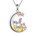 wholesale 925 Sterling Silver Moon Rabbit Necklace With Stars-0-0