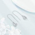 wholesale 925 Sterling Silver Double Heart Drop Threader Earrings for Women-0-4