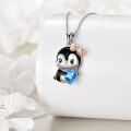 wholesale 925 Sterling Silver Blue Crystal Penguin Heart Pendant Necklace for Women Girls Gifts-0-2