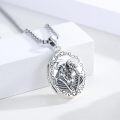 wholesale 925 Sterling Silver Gothic Couples Skulls Photo Locket Necklace Memory Keepsake Gifts for Women Men-0-2