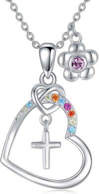 wholesale Gold Cubic Zirconia Cross Necklace Birthstone Jewelry for Women Baptism Communion Confirmation Gifts-06-alexandrite-Jun