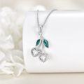 wholesale 925 Sterling Silver Heart-Shaped Crystal Fruit Charm Necklace with Green Leaves and Chain for Women Girls s-0-2