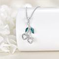 wholesale 925 Sterling Silver Heart-Shaped Crystal Fruit Charm Necklace with Green Leaves and Chain for Women Girls s-0-2