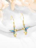 wholesale 925 Sterling Silver with Abalone Shell Inlay Hummingbird Drop Earrings for Women-0-1
