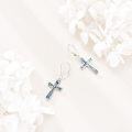 wholesale 925 Sterling Silver Abalone Shell Cross Drop Dangle Earrings-0-3