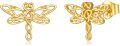 wholesale 14K Yellow Gold Plated Celtic Knot Dragonfly Stud Earrings - Unique s for Her-0-0