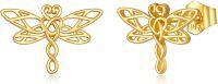 wholesale 14K Yellow Gold Plated Celtic Knot Dragonfly Stud Earrings - Unique s for Her-dragonfly