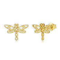 wholesale 14k Gold Celtic Knot Dragonfly Stud Earrings For Women-dragonfly