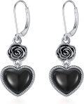 wholesale Sterling Silver Austrian Crystal Vintage Rose Leverback Dangle Earrings-0-0