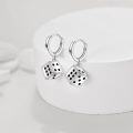 wholesale 925 Sterling Silver Dice Shape Dangle Huggie Hoop Earrings for Men & Women-0-2