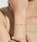 wholesale 925 Sterling Silver with Green Turquoise Stone Link Bracelet for Women-0-1