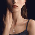 wholesale 925 Sterling Silver Dog Shaped Charm Pendant Necklace with Cubic Zirconia Stones for Women  48cm Chain Length-0-2