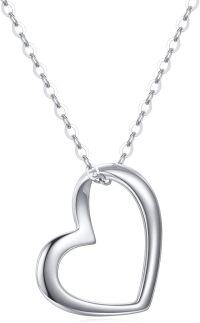 wholesale 14K Gold Open Heart Pendant Necklace for Women Minimalist Fine s for Her-White Gold