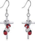 wholesale 925 Sterling Silver Ladybug Cross Drop Earrings Gift for Mom Sister Grandmother-0-0