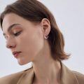 wholesale 925 Sterling Silver White Opal Cross Hoop Earrings White Gold Plated-0-3
