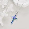 wholesale 925 Sterling Silver Abalone Sunflower & Ladybug Cross Pendant Necklace-0-2