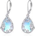wholesale 925 Sterling Silver Butterfly Moonstone Teardrop Leverback Earrings-0-0