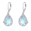 wholesale 925 Sterling Silver Butterfly Moonstone Teardrop Leverback Earrings-0-0