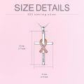wholesale 925 Sterling Silver Breast Cancer Survivor Pink Ribbon Cross Pendant Necklace Awareness s for Women Girls-0-4