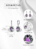 wholesale 925 Sterling Silver Spider Web Cup Purple Stone Hoop Halloween Earrings Gift for Women and Girls-0-5