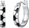 wholesale 925 Sterling Silver Soccer Ball Pattern Huggie Hoop Earrings Sports Gift for Her-0-0